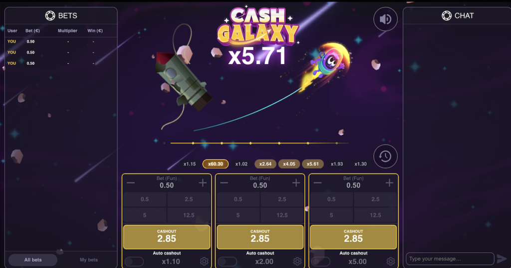 Coming up to play Cash Galaxy game this game is straightforward due to the intuitive interface