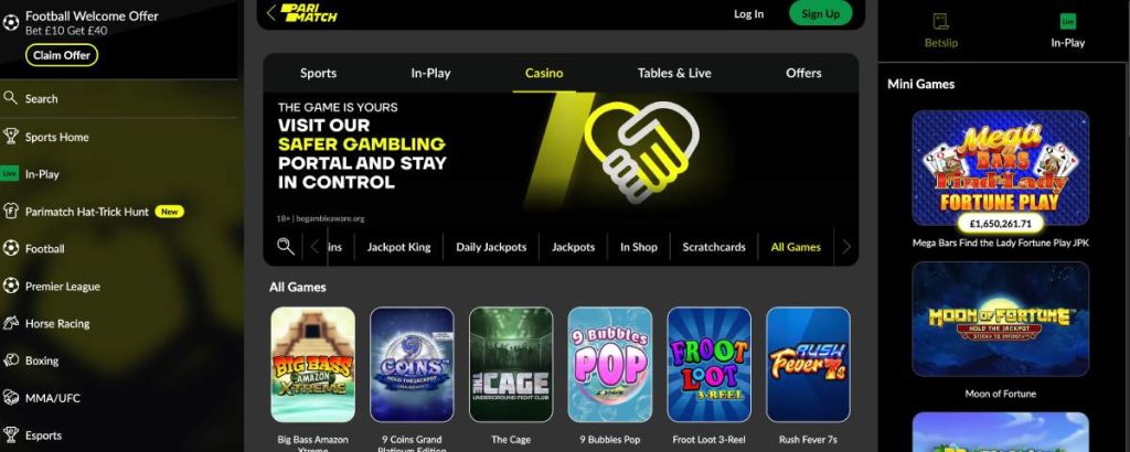 The selection of games offered at Parimatch Casino is truly enormous.