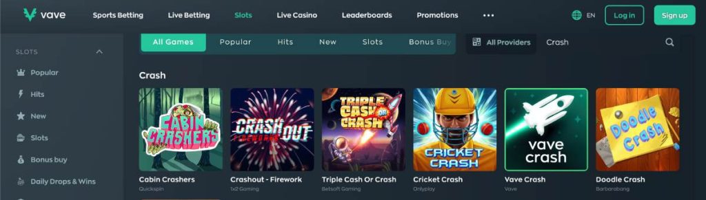 Vave Casino is an innovative gambling platform which provides a unique opportunity of crash games.